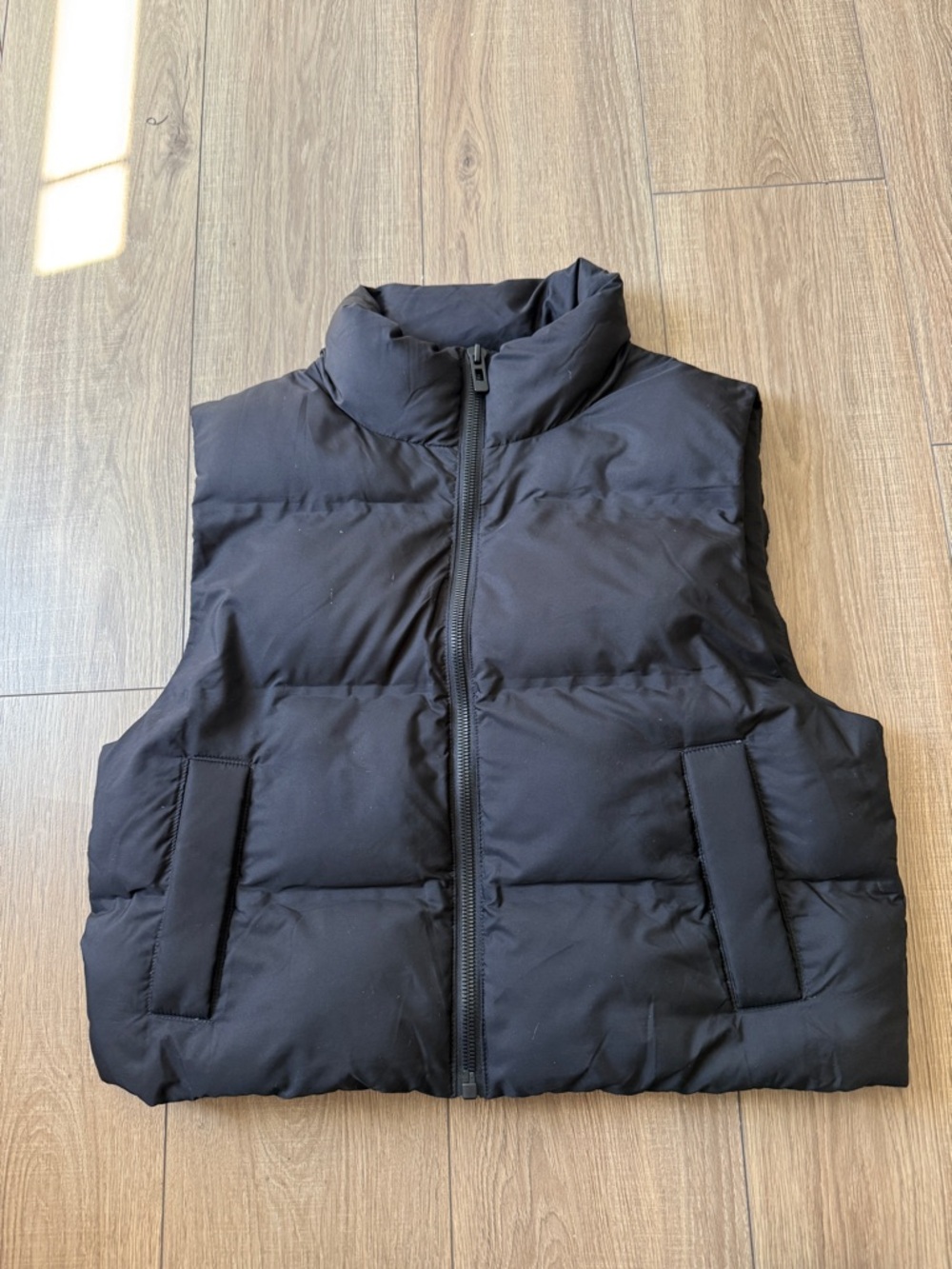 Zara Black Puffer Vest - SZ M - Picture 7 of 12